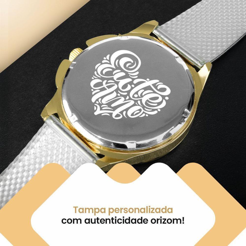 Relógio Feminino Relogio Banhado Dourado + Colar Brincos Aço Inox + Pulseira Silicone Original - 4