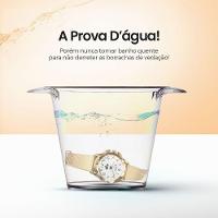 Relógio Feminino Relogio Banhado Dourado + Colar Brincos Aço Inox + Pulseira Silicone Original - 2