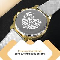 Relógio Feminino Relogio Banhado Dourado + Colar Brincos Aço Inox + Pulseira Silicone Original