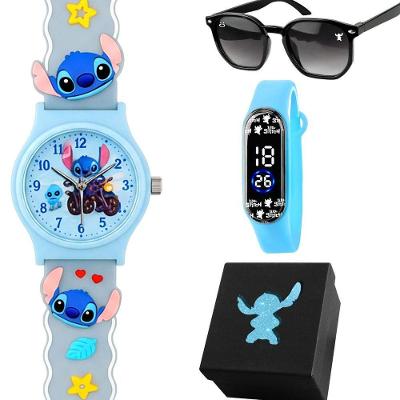Relogio Infantil Digital Led Azul + Caixa + Oculos Sol Menina Pulseira Ajustavel Presente Crianca