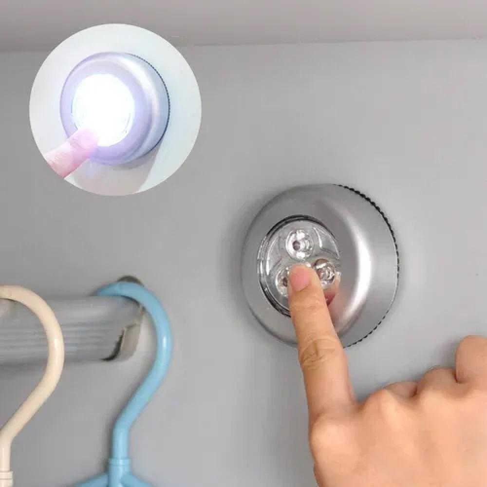 Luminaria Toque 3 Leds Abajur Sem Fio Bancada Closet Guarda Roupa Luz Leitura Quarto Bebe Touch - 3