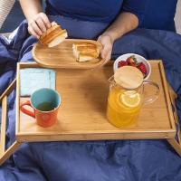 Bandeja Mesa Notebook Bambu Dobravel Rustica Apoio Madeira Cafe Da Manha Cama Sofa Suporte Home - 5