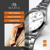 Relogio Prata Feminino Aco Inox + Caixa + Colar Coracao Casual Presente Ponteiro Strass Analogico - 5