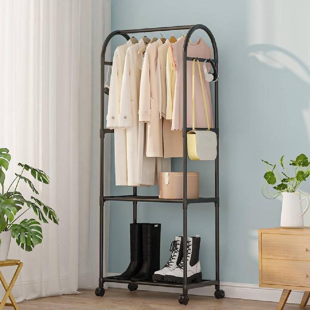 Arara Guarda Roupas Estante 2 Prateleiras Carrinho Organizador Cabideiro Quarto Vestiario Sapateira - 2