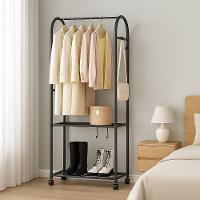 Arara Guarda Roupas Estante 2 Prateleiras Carrinho Organizador Cabideiro Quarto Vestiario Sapateira