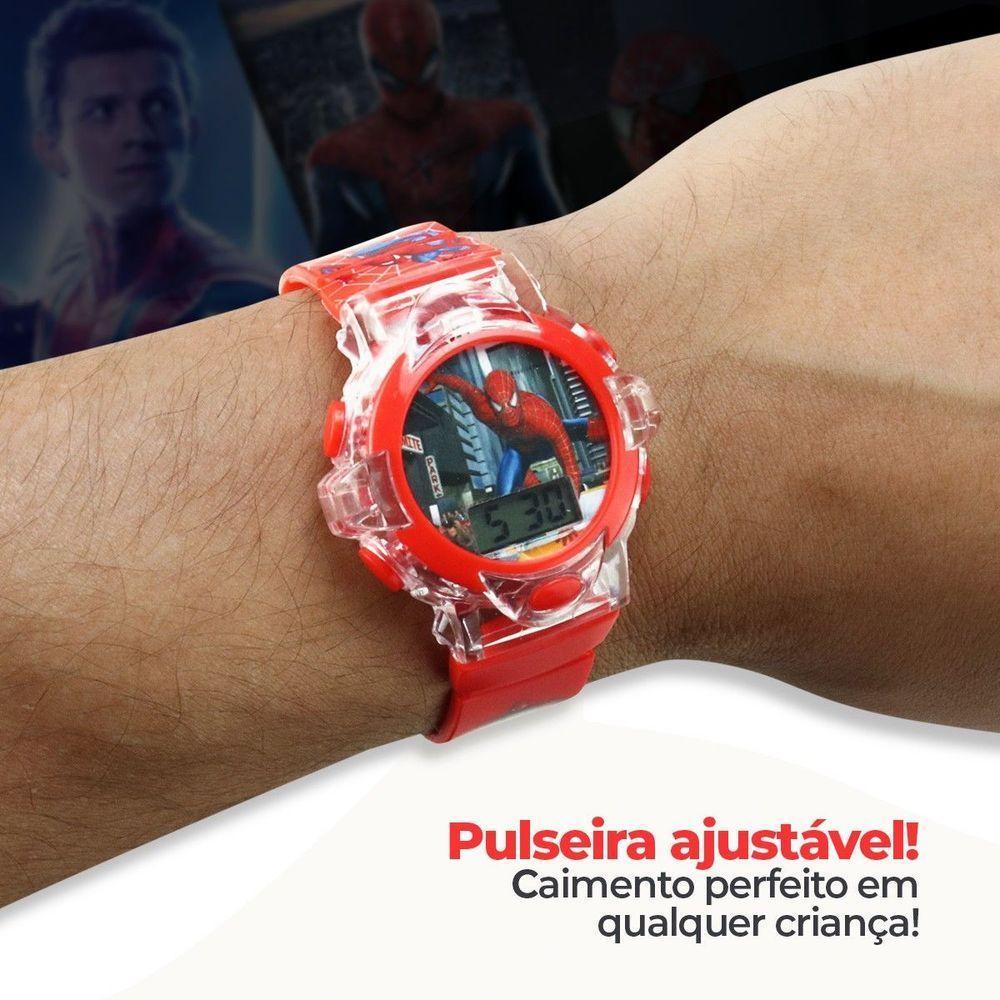 Relogio Homem Aranha Digital Infantil + Oculos Proteção Uv Ajustavel Original Presente Vermelho - 5