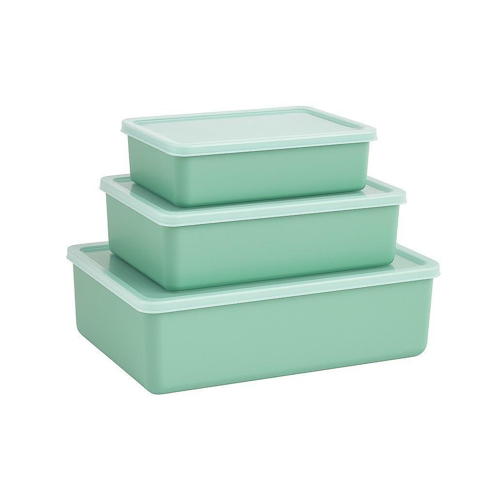 Kit Jogo 3 Potes Recipientes Multiuso Com Tampa Translucida Marmita P M G Lanche Fitness Verde - 2