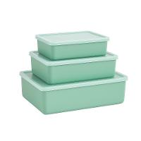 Kit Jogo 3 Potes Recipientes Multiuso Com Tampa Translucida Marmita P M G Lanche Fitness Verde - 2