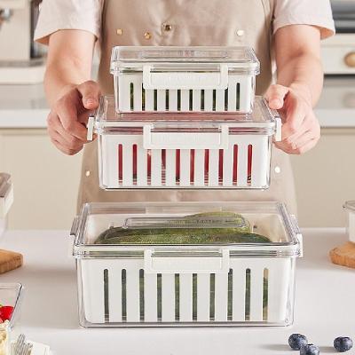 Kit 3 Potes Hermeticos Organizador Geladeira Fresh Box Com Cesta Escorredor Removivel Acrilico