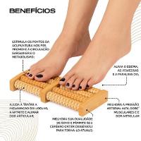 Massageador Pes Coluna Costas Madeira Terapia 10 Rolos Bambu Fisioterapia Alivio Dor Estresse - 3