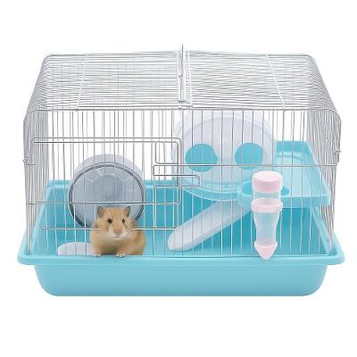 Gaiola Casa Hamster Duplo Andar Desmontável Bebedouro Escorregador Esteira Brinquedos Roedores Alça
