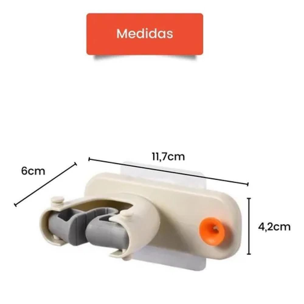 Suporte Vassoura Rodo Parede Adesivo Porta Multifuncional 2 Em 1 Gancho Pendura Pano Toalha Guarda - 9