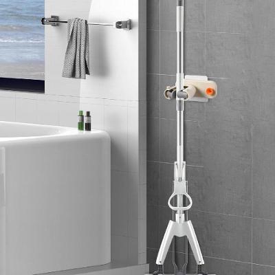 Suporte Vassoura Rodo Parede Adesivo Porta Multifuncional 2 Em 1 Gancho Pendura Pano Toalha Guarda