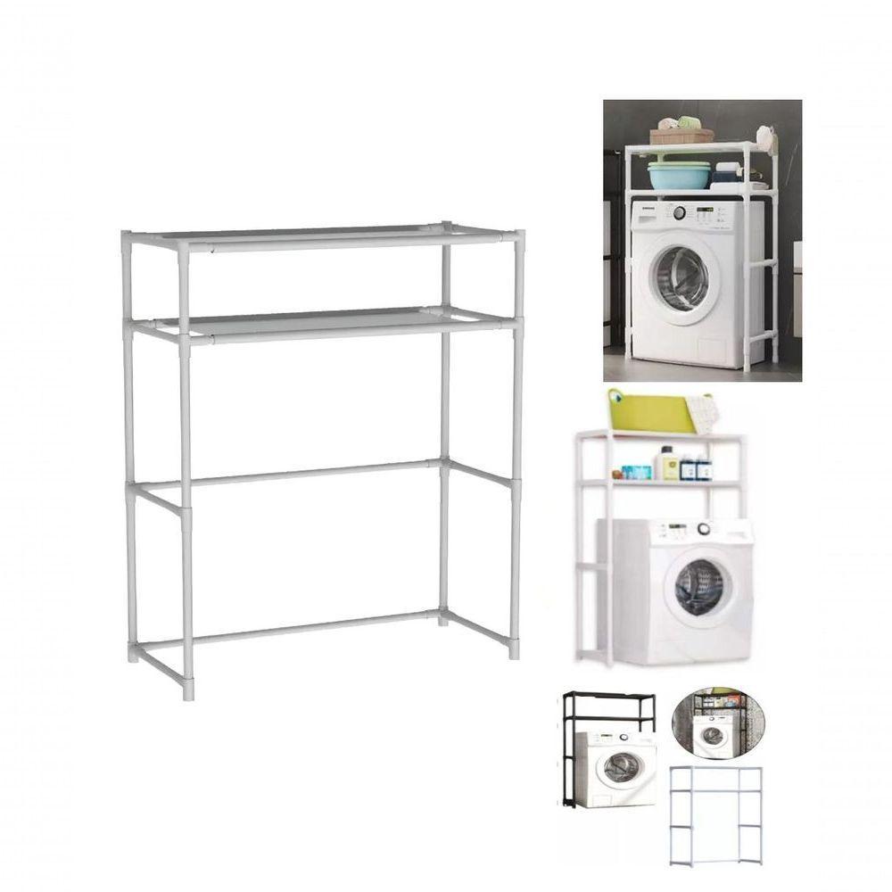 Organizador Estante Multiuso 2 Andares Maquina Lavar Banheiro Cozinha Sapateira Branco - 1