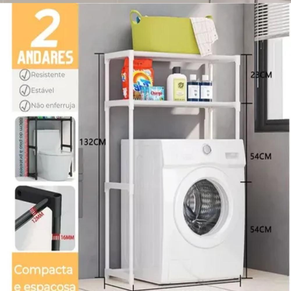 Organizador Estante Multiuso 2 Andares Maquina Lavar Banheiro Cozinha Sapateira Branco - 3