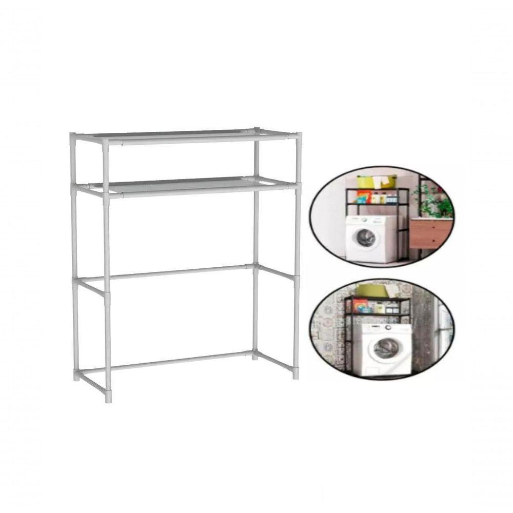 Organizador Estante Multiuso 2 Andares Maquina Lavar Banheiro Cozinha Sapateira Branco - 4