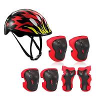 Kit Esportivo Ajustavel Infantil Capacete Joelheira Cotoveleira Protecao Esporte Bicicleta Skate