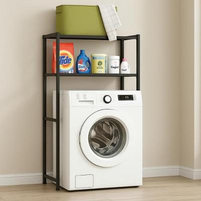 Estante Organizador Lavanderia Banheiro Suporte Maquina Lavar 2 Prateleiras Rack Armario Multiuso Cor:preto