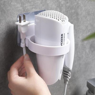 Suporte Secador Cabelo Sem Furo Organizador Fios Adesivo Parede 2 Em 1 Gancho Pendurar Porta