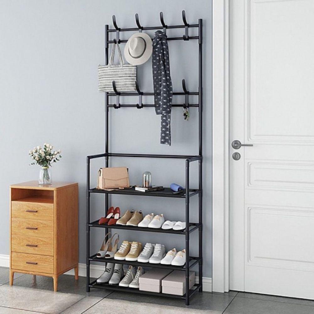 Sapateira Cabideiro Arara Multifuncional Preta Roupas Sapato Bolsa Rack Organizador Porta Sapatos 12 - 4