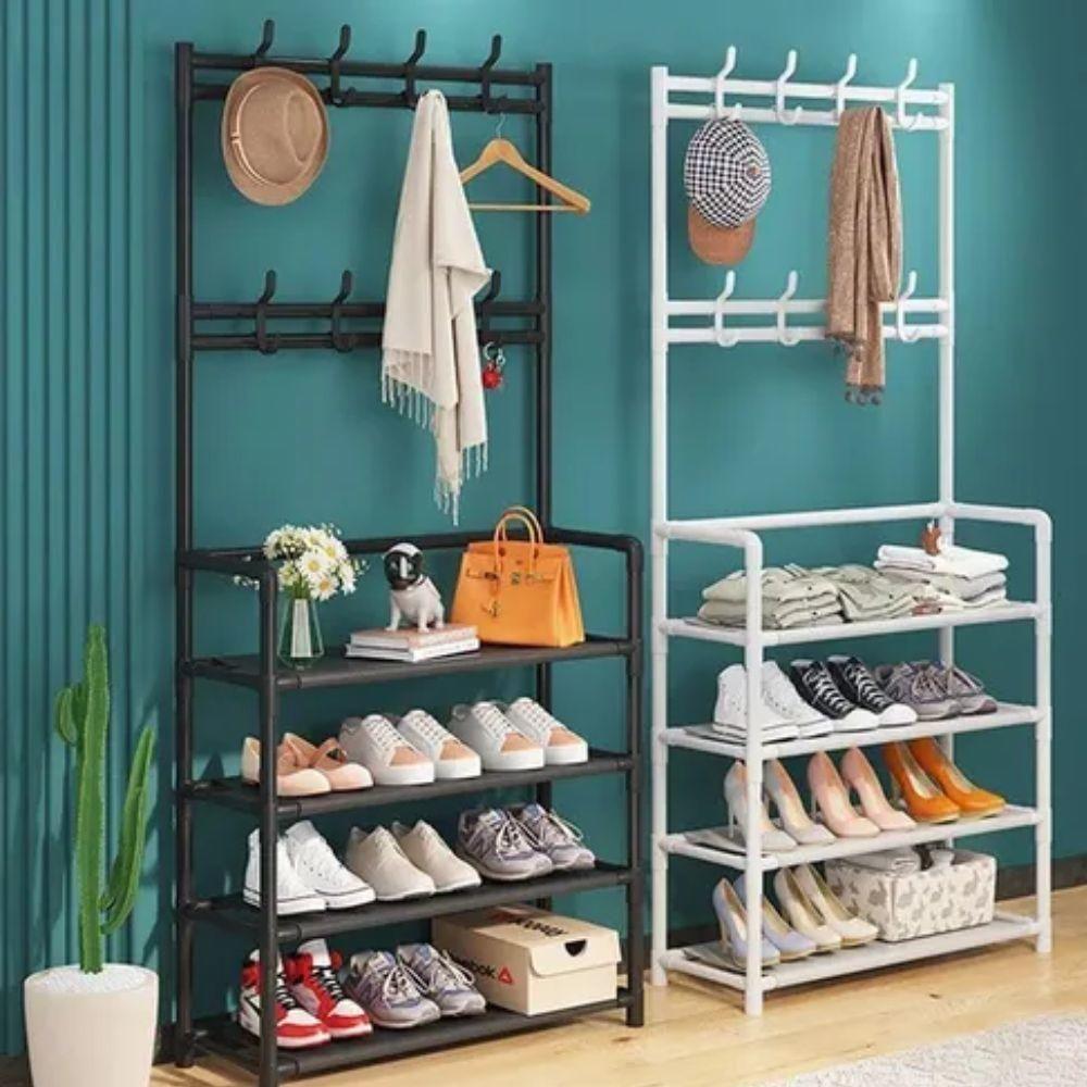 Sapateira Cabideiro Arara Multifuncional Preta Roupas Sapato Bolsa Rack Organizador Porta Sapatos 12 - 8