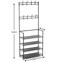 Sapateira Cabideiro Arara Multifuncional Preta Roupas Sapato Bolsa Rack Organizador Porta Sapatos 12 - 9