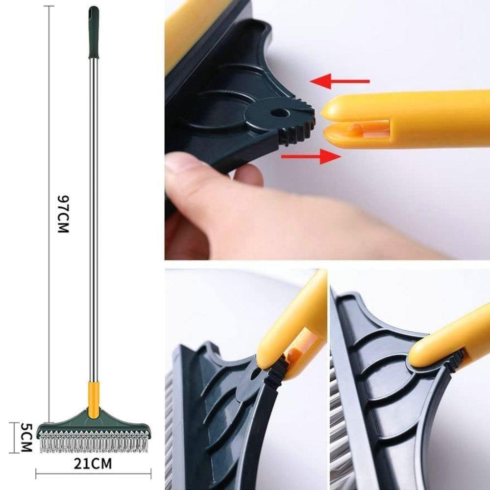 Vassoura Rodo Esfregao 3 Em 1 Multifuncional Mop Magico Raspador Articulado Cabo Inox Chao Banheiro - 9