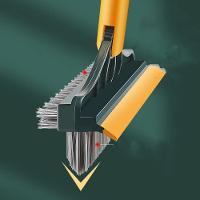 Vassoura Rodo Esfregao 3 Em 1 Multifuncional Mop Magico Raspador Articulado Cabo Inox Chao Banheiro