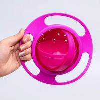 Comedouro Portátil Giratório Animais Domésticos Prato Antibagunça Tigela Pet Cachorro Gato Rosa - 3