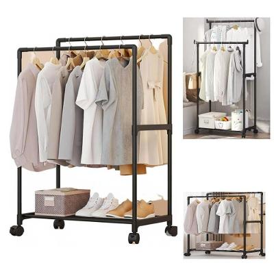 Cabideiro Arara Organizadora Sapateira Prateleira Roupas Preto Com Rodas