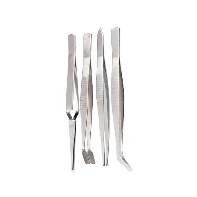 Kit 4 Pincas Precisao Inox Ponta Fina Curva Reta Eletronica Bijuteria Artes Artesanato Relojoeiro