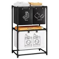 Cesto Lavanderia Triplo Estante Metal Roupa Suja 2 Andares Roupeiro 3 Divisorias Organizador - 1