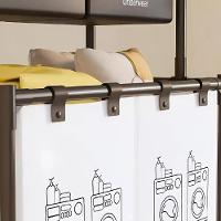 Cesto Lavanderia Triplo Estante Metal Roupa Suja 2 Andares Roupeiro 3 Divisorias Organizador - 8