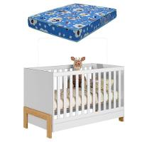 Berço Americano Mini Cama Fantasia 4300 Branco Acetinado Com Colchão Tend Tudo – Qmovi - 1