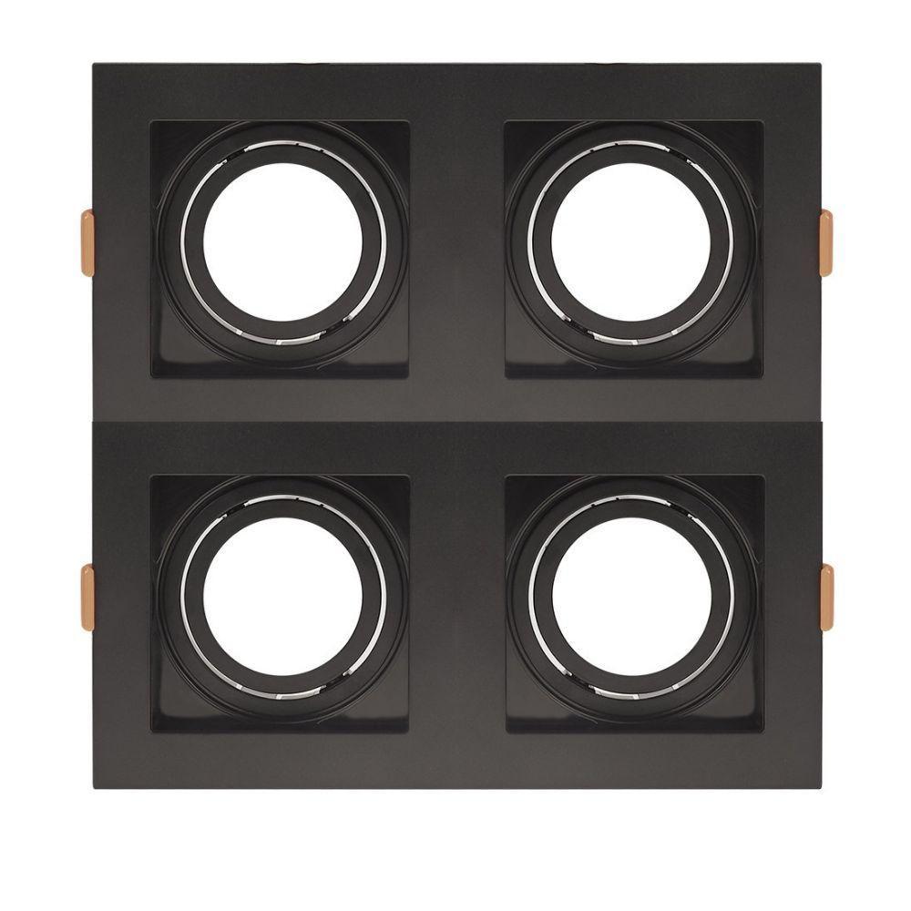 Spot De Embutir Quadrado Recuado Quadruplo Par 30 Direcionável Preto - 1