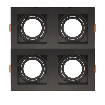 Spot De Embutir Quadrado Recuado Quadruplo Par 30 Direcionável Preto