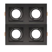 Spot De Embutir Quadrado Recuado Quadruplo Par 30 Direcionável Preto - 1