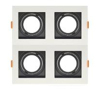 Spot De Embutir Quadrado Recuado Quadruplo Par 30 Direcionável Branco Com Preto - 1