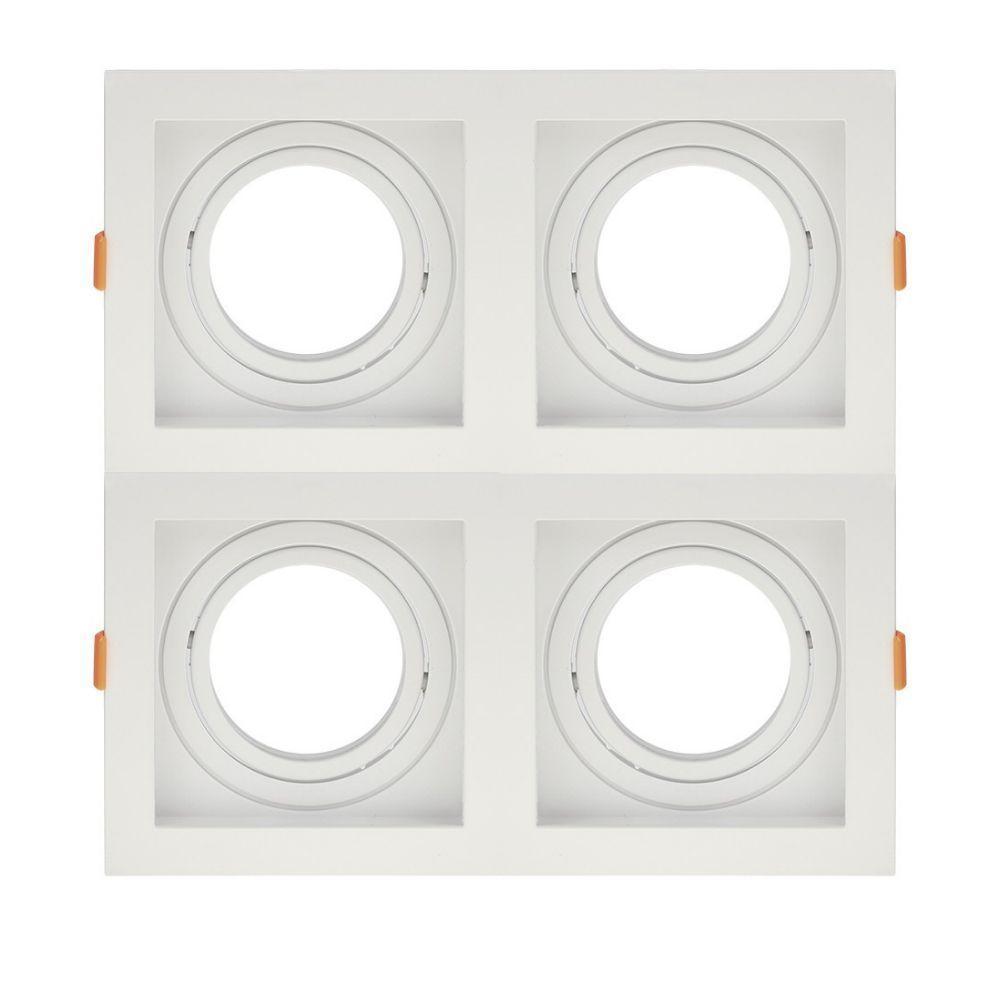 Spot De Embutir Quadrado Recuado Quadruplo Par 30 Direcionável Branco - 1