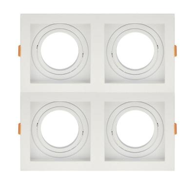 Spot De Embutir Quadrado Recuado Quadruplo Par 30 Direcionável Branco