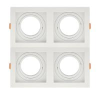 Spot De Embutir Quadrado Recuado Quadruplo Par 30 Direcionável Branco - 1