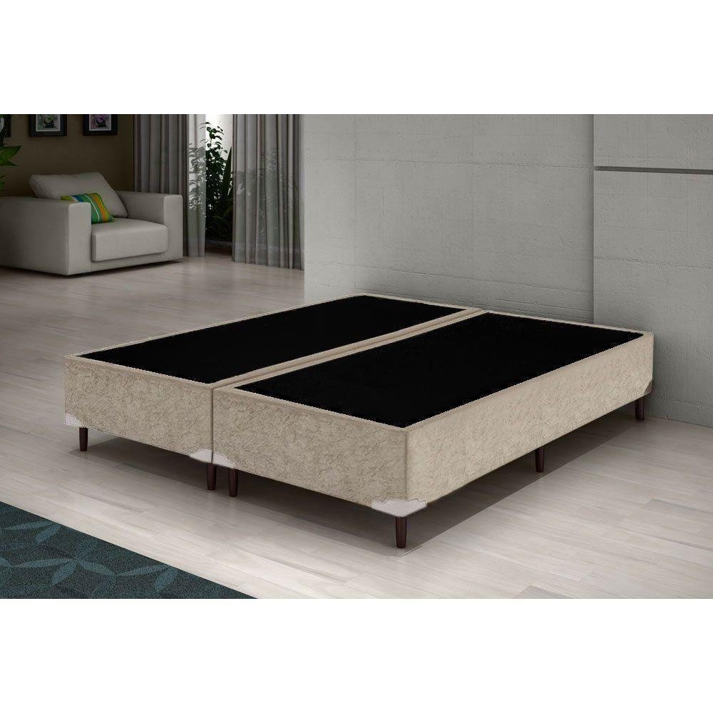 Base Box Queen Bipartido Sp Móveis Suede Bege - 42X158X198 - 2