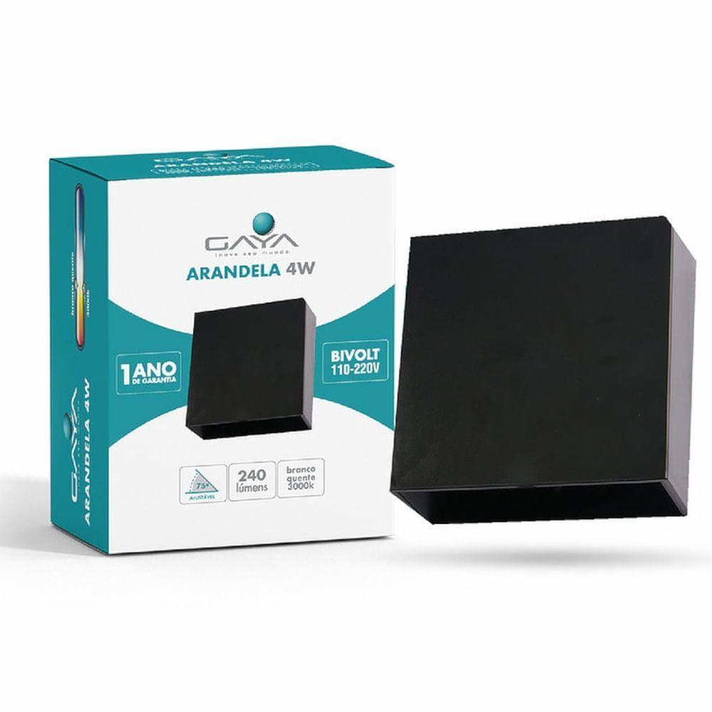 Arandela Focus Bivolt Preta 3000k 4 Watts 240 Lúmens - 9681 - Gaya - 3