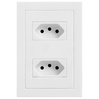 2 Tomadas Universais 2p+t 10 Amperes Placas 4x2 Cinza Fosco - Ekc-30000-27 - Dicompel