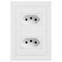 2 Tomadas Universais 2p+t 10 Amperes Placas 4x2 Cinza Fosco - Ekc-30000-27 - Dicompel - 1