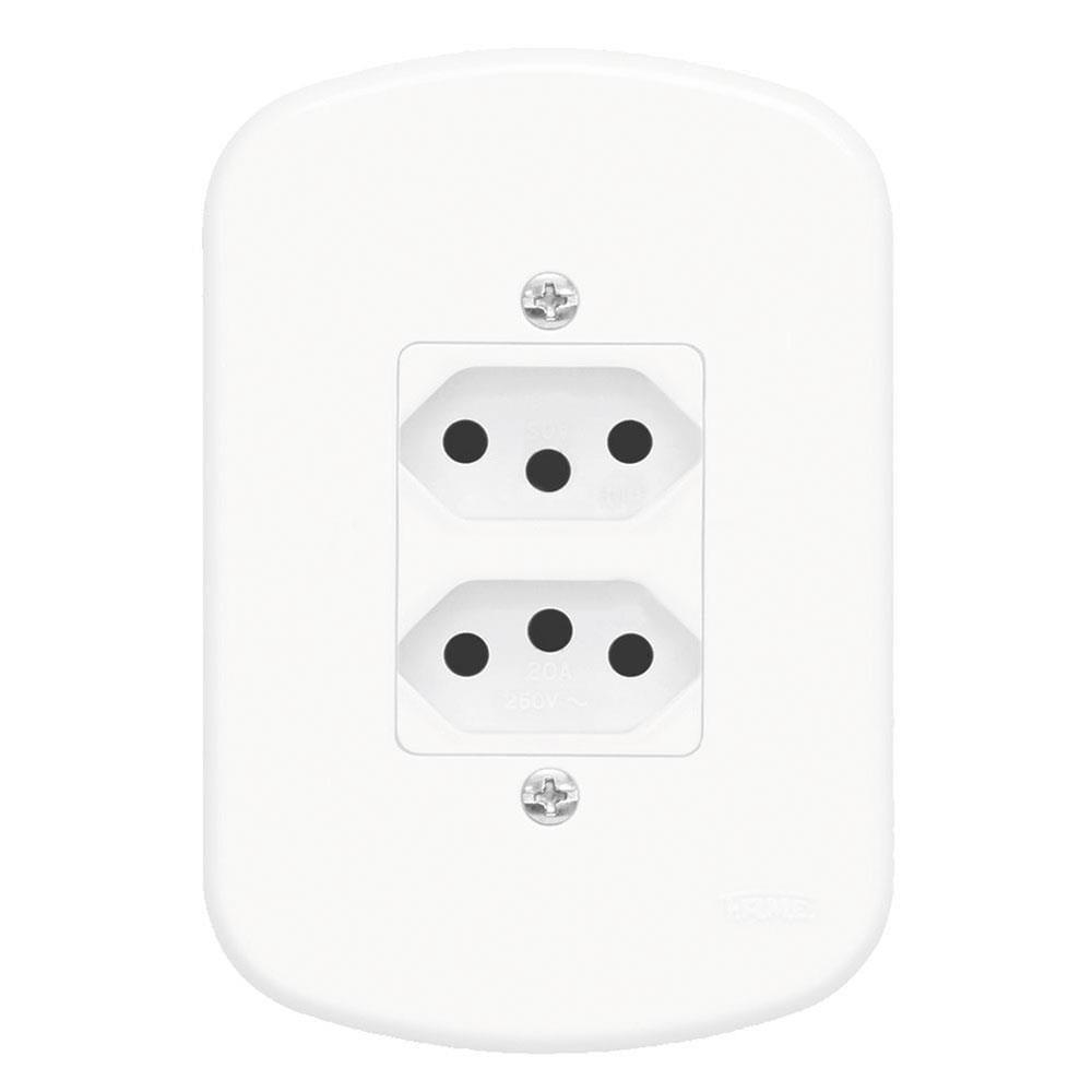 2 Tomadas 2p+t 10a 250 Volts Distanciadas Blanc - 1353 - Fame 2 Tomadas 10a C-placa Blanc 1353 Fame - 1