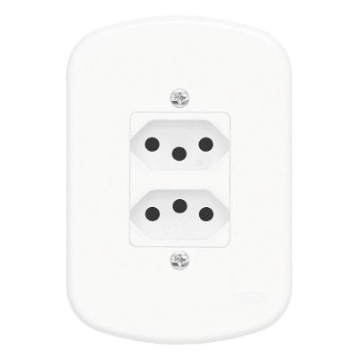 2 Tomadas 2p+t 10a 250 Volts Distanciadas Blanc - 1353 - Fame 2 Tomadas 10a C-placa Blanc 1353 Fame