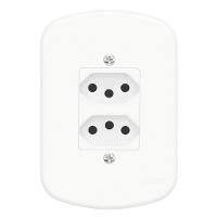 2 Tomadas 2p+t 10a 250 Volts Distanciadas Blanc - 1353 - Fame 2 Tomadas 10a C-placa Blanc 1353 Fame - 1