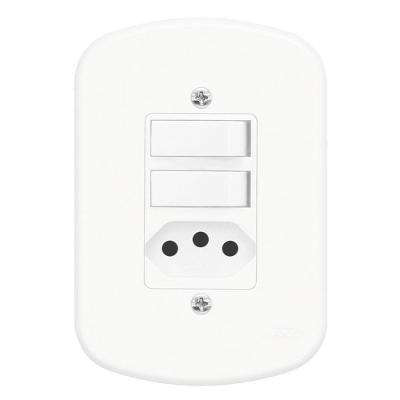 2 Interruptor Paralelo + Tomada 2p+t 10a 250 Volts Blanc - 1365 - Fame 2 Inter.par+tom.2p+t Padrao 10a Ref.1365 1365 --