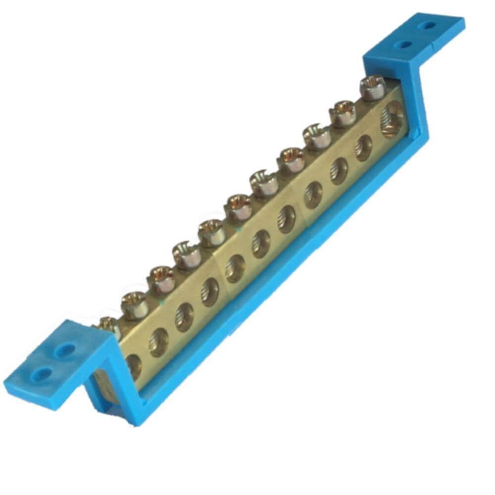 Barramento Neutro 11 Terminais Azul Fixo 89,0e - Sbn11 - Steck - 1